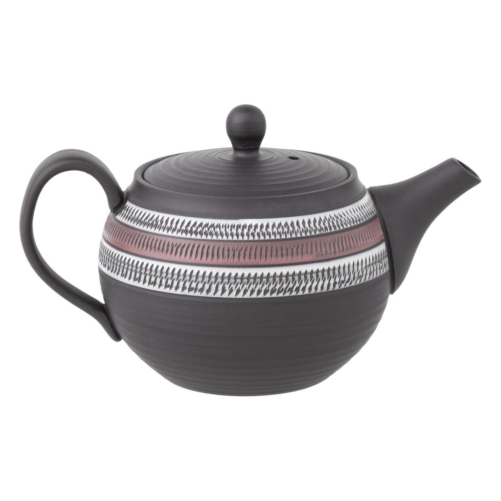 with Obi for Green and Made in tk014 Tokoname-yaki Teapot, Takeharu, Three-Color Biri, 270ml, Net, Deep-Steamed Tea, Hojicha, Genmaicha, Japan, Boxed,