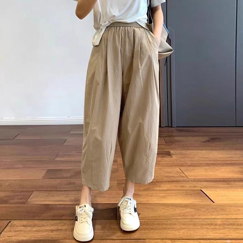 

Quick-dried Carrot Pants for Women In Summer, Thin Eight-point Wide-legged, Small, Nine-point Ice Silk Casual Harun Paper Pants M