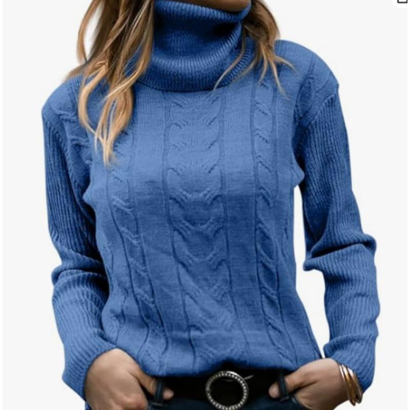 European American Retro Sweaters Autumn Winter New Style Foreign Trade Solid Turtleneck Sweater Long Sleeve Women's Clothing
