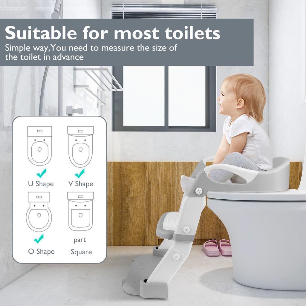 Potty Training Seat Height Adjustable Potty Training Toilet with Nonslip Pad Foldable Toddler Toilet Seat for Toddler Kid Boy