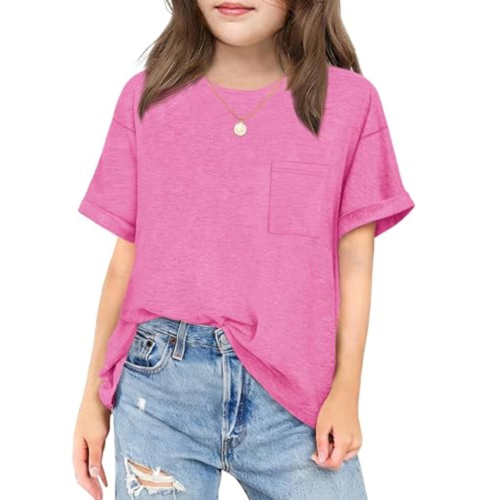 Children's Daily Casual Round-neck Short-sleeved Shirt With Pockets
