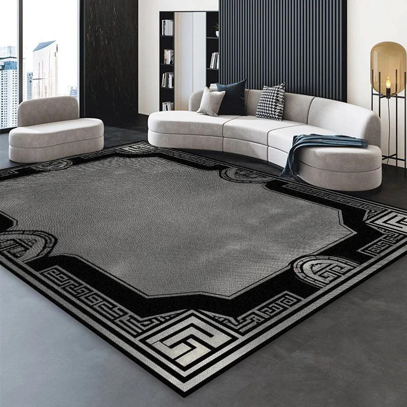 Luxury Black Golden Carpet for Living Room European Home Decoration Easy Clean Large Rugs Bedroom Cloakroom Non-slip Floor Mats