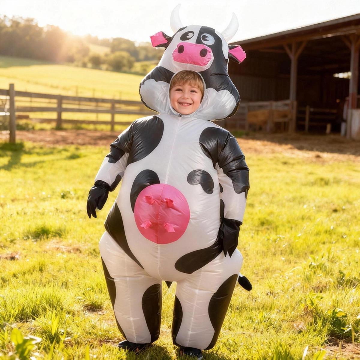 Inflatable Cow Costume for Halloween Festival Party and Stage Performance One Size Inflatable Cow Costume