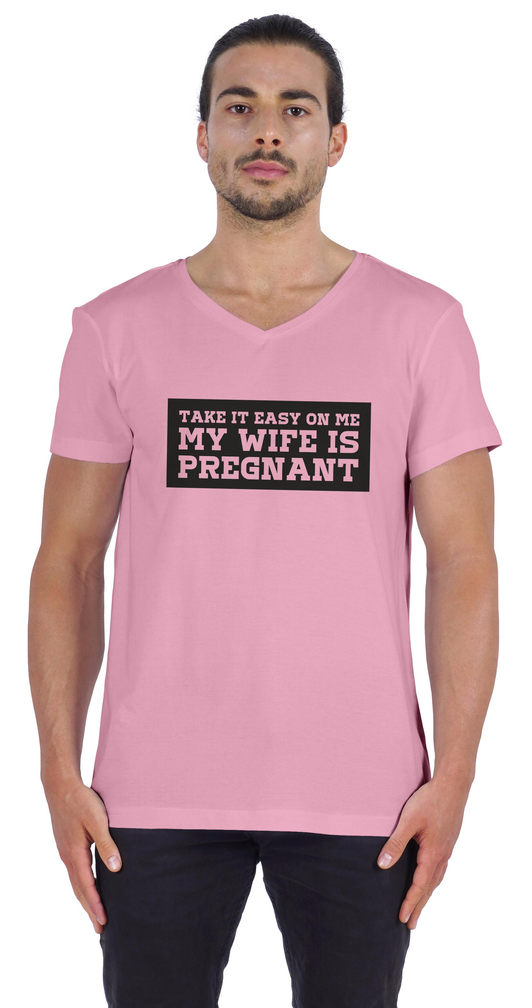 

Чоловіча футболка Inkmeso Take It Easy On Me, моя дружина вагітна, оголошення про вагітність, трикотажна футболка для XXL троянди рожеві кольору