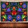 60×40 Inch Mexican Embroidered Tapestry, Vibrant Flower & Bird Pattern, Cultural Living Room Wall Decor