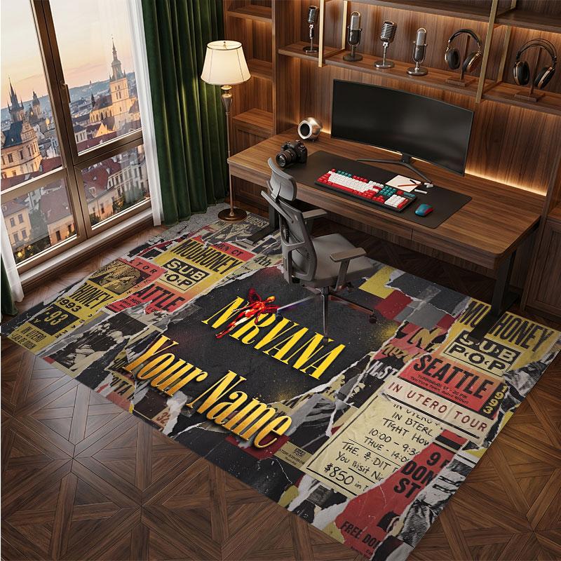 Nirvana Personalized Crystal Velvet Carpet, Customized Name Text Soft Anti‑Slip Rug for Living Room Bedroom