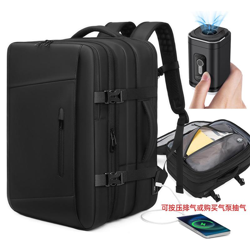 

Outwalk Новый расширяемый и противоугонный рюкзак Airback Vacuum Compression для путешествий Водонепроницаемый рюкзак для ноутбука 17,17,3 дюйма Black With Air Pump
