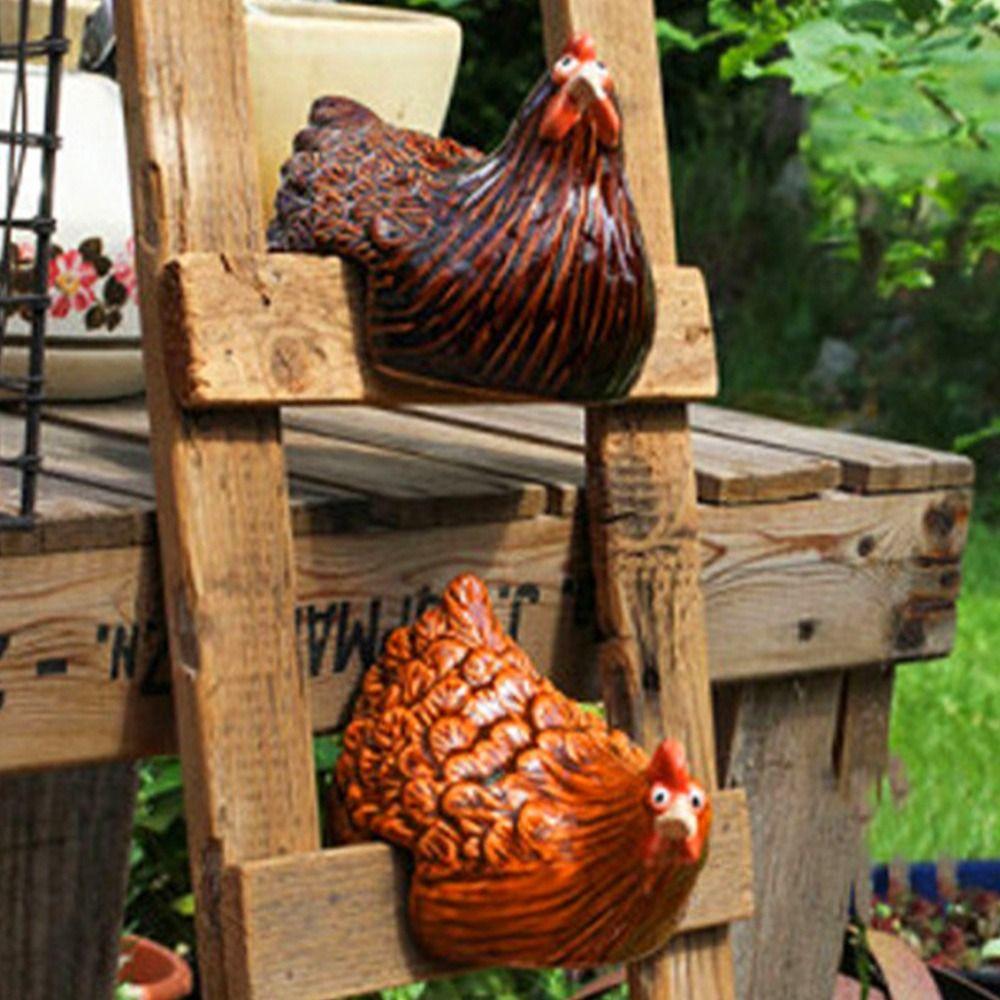 Multicolor Cartoon Chicken Figurines DIY Chicken Statue Creative Fence Decoration  Indoor Outdoor