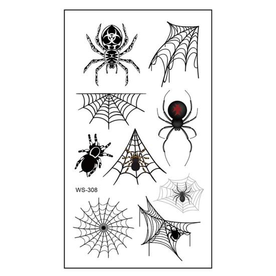 10Pcs Halloween Tattoo Stickers Realistic Waterproof Temporary Spider Stickers for Festive Decoration