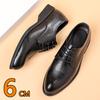 Hollow Out Breathable Flat/6cm Heel Spring Summer Men's Leather Dress Shoes Fashion Casual Height Increase Elevator Shoes Man