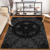 Black Carpet with Pentagram and Gothic Floral Design Pattern Suitable for use as an anti-slip for living room bedroom sofas