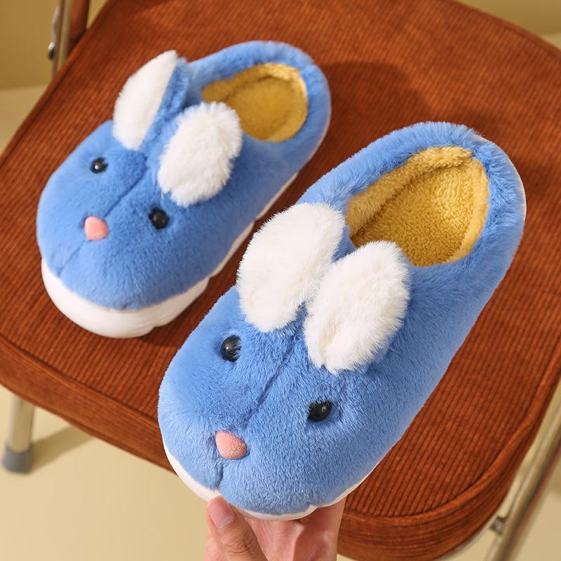 Cotton slippers female cute autumn and winter indoor home plush new thick-soled children's slippers home S