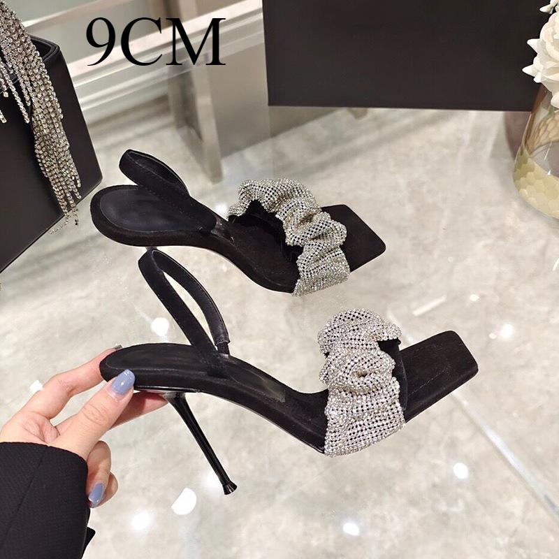 Fashion Sandals for Women 2025 Summer New Style Slim Heels High Heels Women's Rhinestone Sandal Womens Slippers Women Designer Sandals