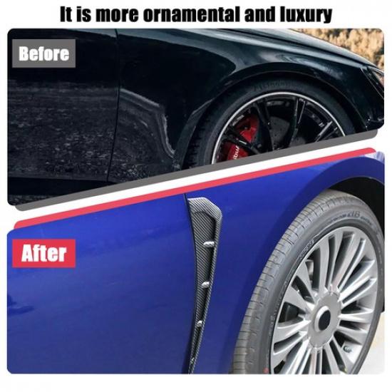 2pcs Carbon Fiber Car Side Fender Vent Air Wing Cover Body Trim Accessories