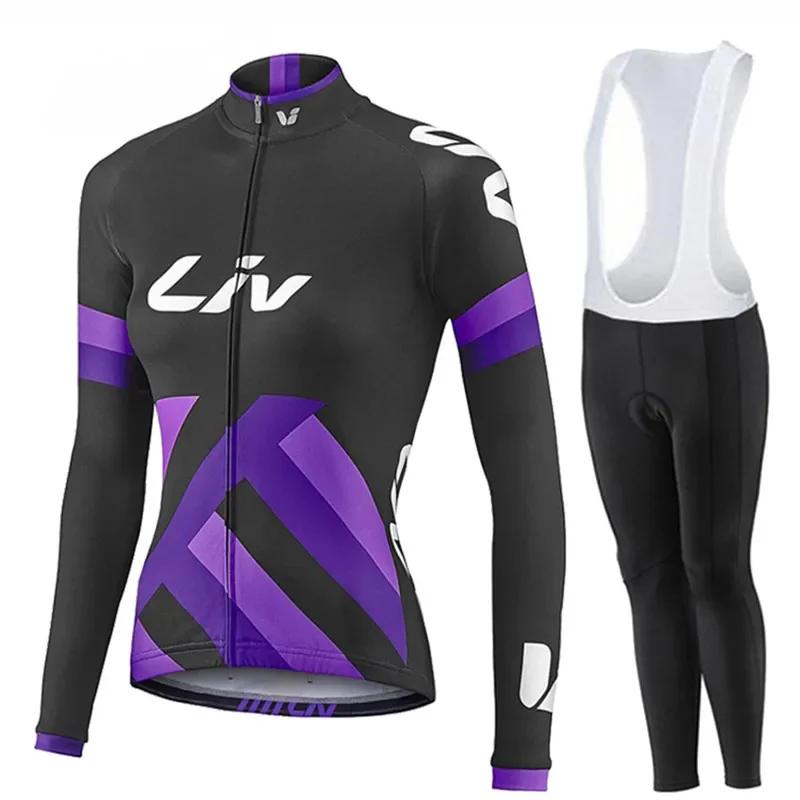 

2025 Liv Зимний велосипедный комплект джерси с длинными рукавами, теплая велосипедная куртка, майка для велоспорта, одежда для шоссейного велосипеда, униформа, велосипедные женские комплекты S