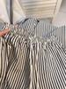 Women's Summer Striped Tie-Waist Wide-Leg Pants - Petite Fit, 145cm, Casual Lazy Style