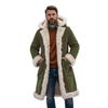 Cappotto Trench da Uomo Foderato in Pile con Cappuccio Giacca Lunga Calda Antivento Cappotto con Tasche