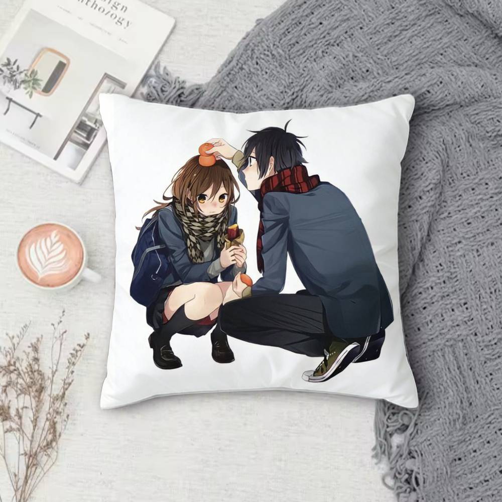 Horimiya Horisan to Miyamurakun Doublesided Printed Square Pillow Cover Decorative Cushion Cover for Sofa Bedroom Bedside 30X30cm