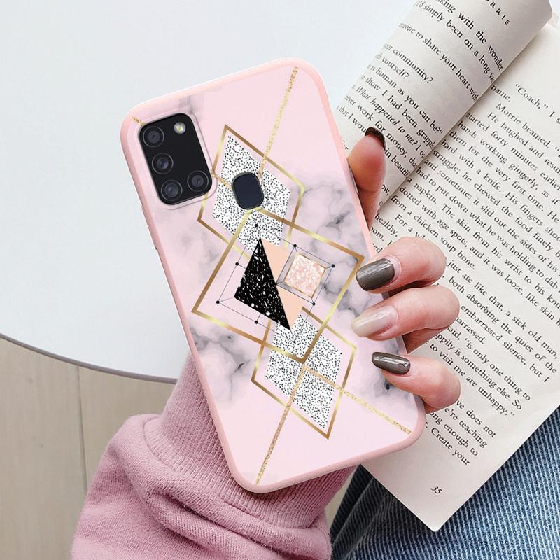 Case For Samsung Galaxy A21S Back Cover Protective Silicone Fundas Fashion Marble Stone Texture Coque For Samsung A21S Capa
