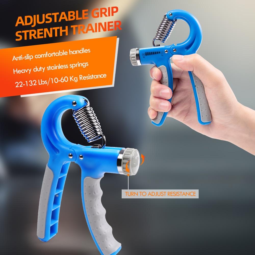 Gym Fitness Adjustable 10-60KG Hand Grip Set Finger Forearm Strength Muscle Recovery Hand Gripper Exerciser Trainer Ball 5pcs