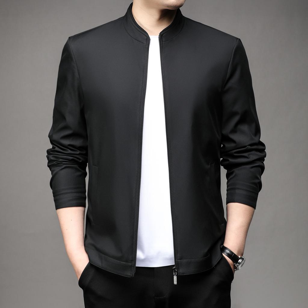 Spring Youth Jacket Men's Jacket Business Casual Jacket New Men's Solid Color Crew Neck Top
