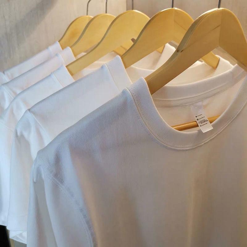 Men's and Women's Slim Fit Xinjiang Cotton T-Shirt: Short-Sleeved White or Black with Summer Logo Print