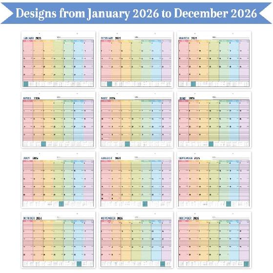 2026 Calendar Wall Calendar January-December Plan Calendar Festive Days Theme Wall Calendar 13“ X10” Wall Calendars for Office Home Planning &