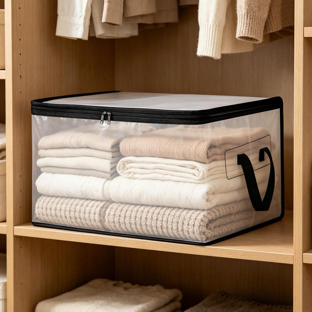 Transparent Storage Bag Large Moving Tote Pouch With Straps Waterproof Clothing Organizer Packaging Bag For Moving Home dorm