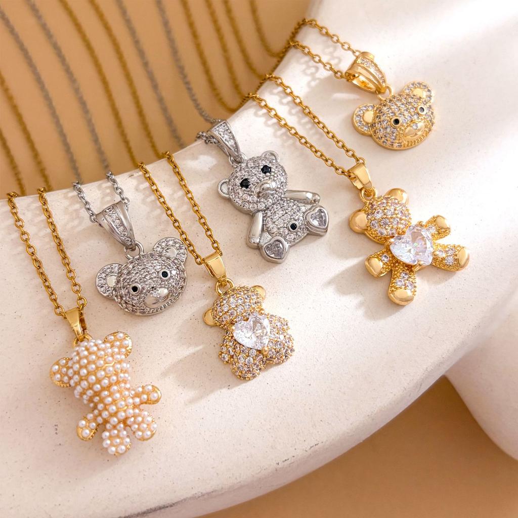 Necklace Fashion Zircon Bear Temperament Necklace Accessories Women's High Sense Light Luxury Full Zirconium Versatile Accessories
