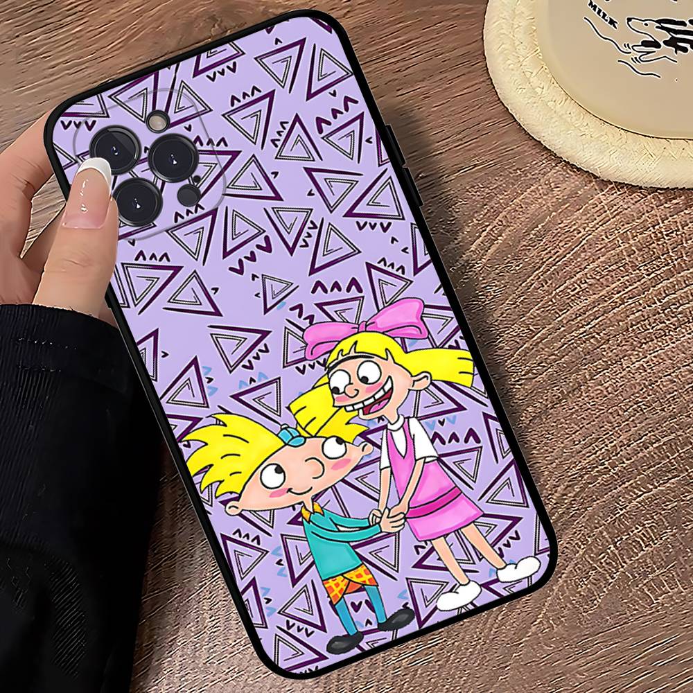 Hey A_Arnolds Cartoon Black Soft Phone Case For IPhone 16 15 14 13 11 12 17 Pro Max Mini Plus