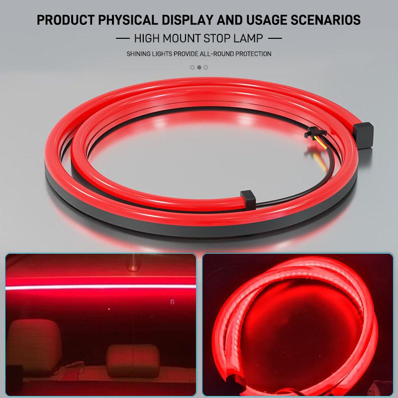 Car High Position Brake Lights Multi-mode Warning Tail Lamp Turn Signal LED Strips Auto High Mount Brake Stop Lights 90/100CM