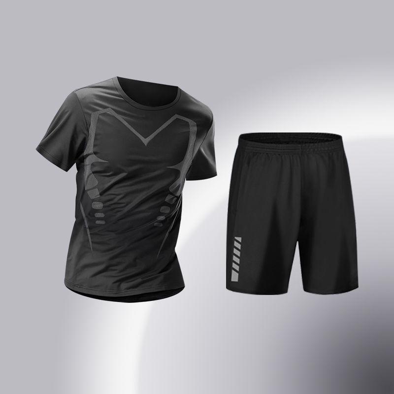 Men's Quick-Dry Sports Suit: High-Elastic Fitness Tights for Running, Training, Basketball, Cycling, Morning Jogging - Perfect for Spring & Autumn.