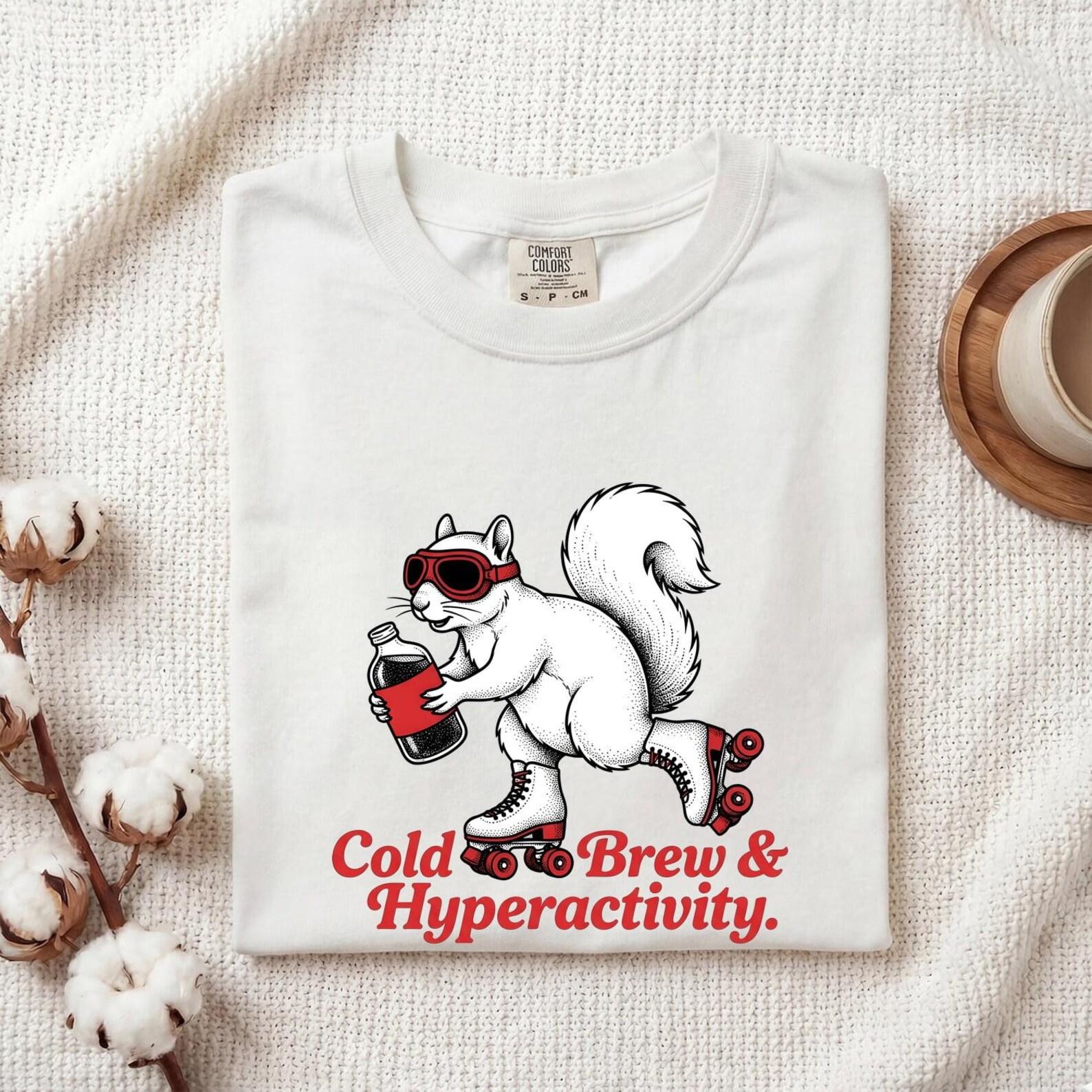Squirrel Skates Shirt Coffee Wildlife Gift Women Retro Tee Squirrels T-Shirt Coffee Fan Vintage Tshirt Animal Graphic Sketch Shades Tshirt XL
