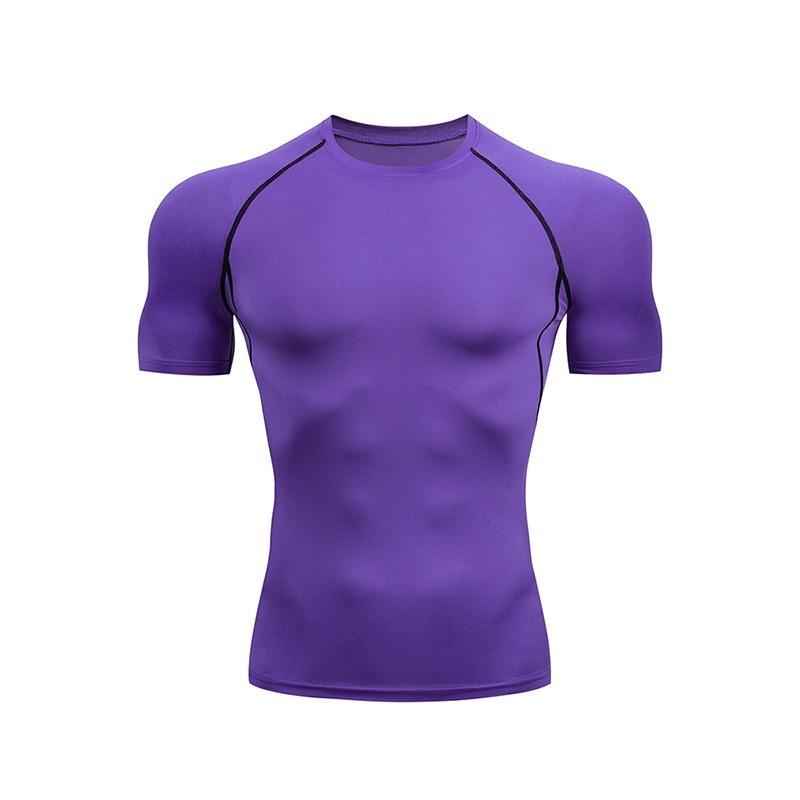 Men's New Fitness Short Sleeve Tight Abdominal Tinting Sports Body Shaping Breathable Quick-drying Muscle Training Short Sleeve