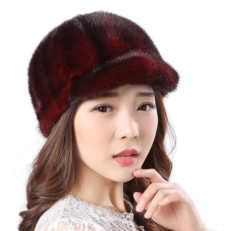 Real Mink Fur Hat Winter Women Keep Warm Genuine Mink Fur Hats Natural Quality Female Fashion Mink Fur Cap Lady Outdoor Cap