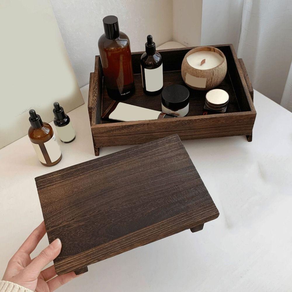 Large Capacity Jewelry Storage Tray Wooden Figurine Display Rack Retro Key Rack Entrance