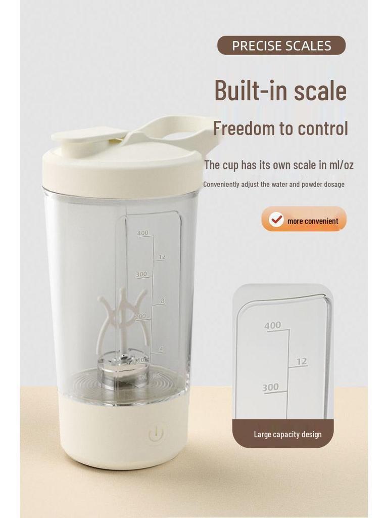 Rechargeable Electric Mixing Cup: Automatic Coffee, Protein, and Shake Mixer with Measuring Scale
