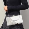 Borsa da sera da donna con strass intarsiati, texture di alta gamma, borsa a tracolla con catena per abito da sera