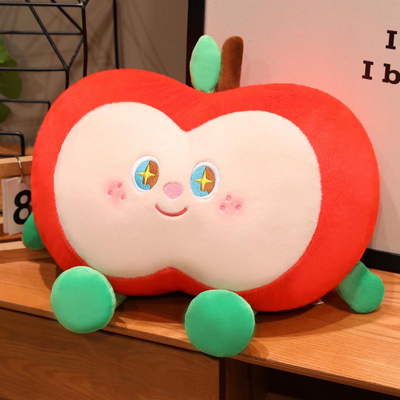 Jouets Peluches Pomme Dessin Animé Kawaii Peluches Douces Fruit à Suspendre Oreiller Douillet Coussin de Dossier Joli Cadeau Pour Amis 16cm pendant