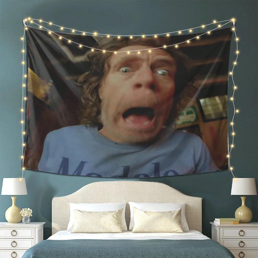 1pc Funny Expressive Portrait Polyester Tapestry  2D Print Whimsical Wall Decor for Bedroom Living Room Unique Festival Birth