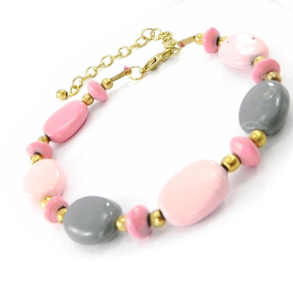 Les Trésors De Lily [I5868] - Designer Bracelet 'Kilimanjaro' Pink Gray