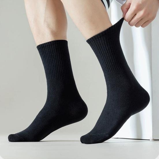 5 Pairs Cotton Crew Socks Stretchy Casual Calf Socks Ribbed Solid Color Business Socks for Men Women Daily Wear Exercise