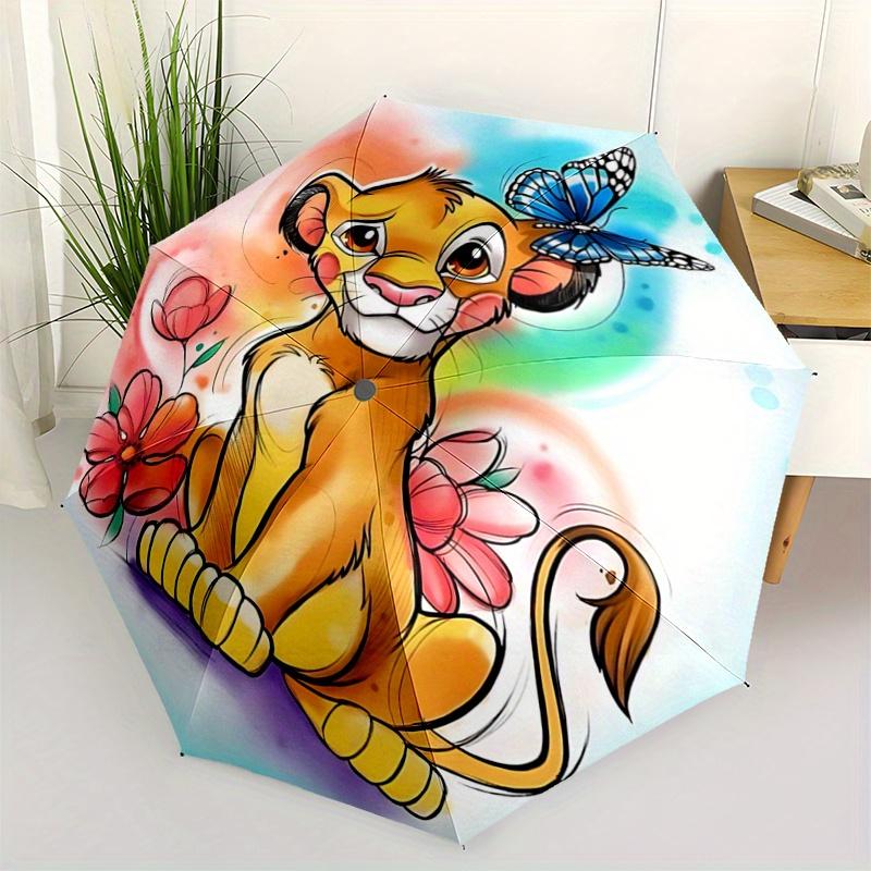 

1pc The Lion King Simba Cartoon Umbrella, Portable 3-Fold Compact Umbrella, Suitable for Camping, Hiking and Travel, Ideal Easter Birthday G