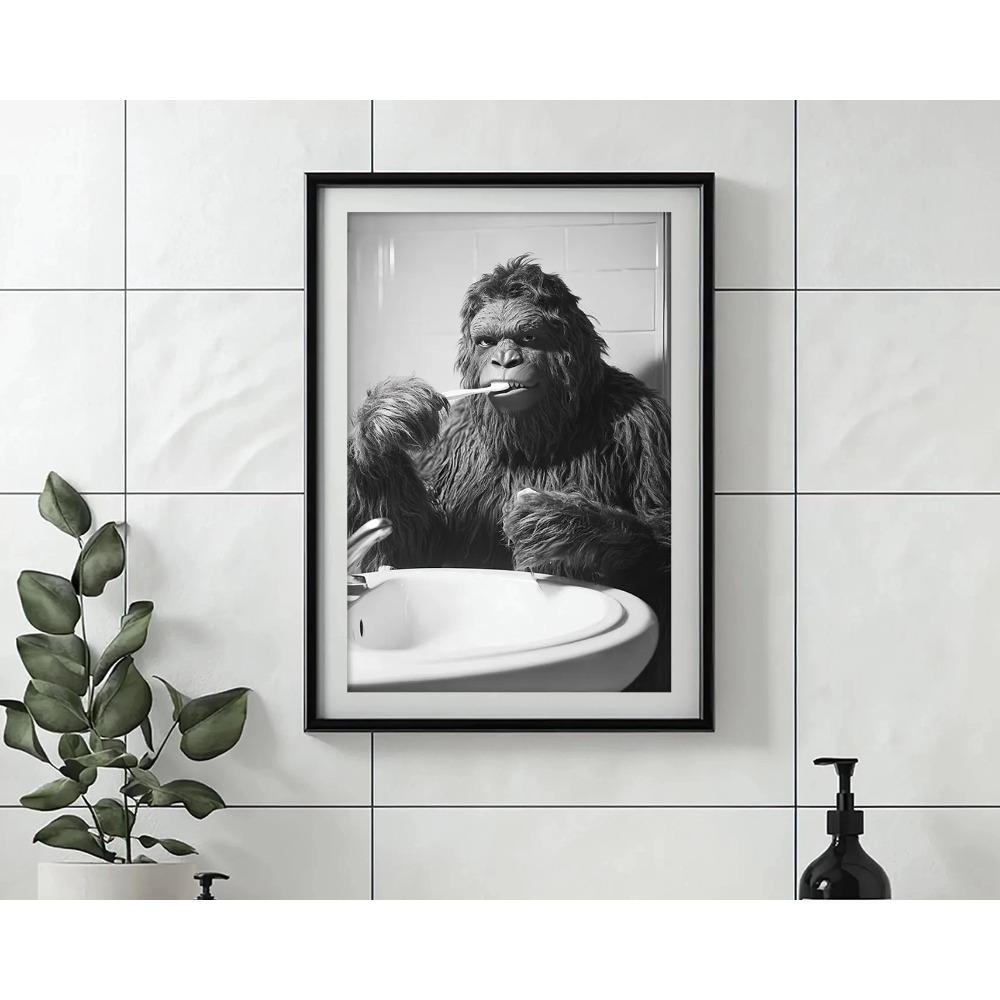 Zähneputzen Tierkunst Poster Löwe Affe Pferd Kaninchen Hund Katze Adler Lustige Badezimmer Wandaufkleber Badezimmertiere Hausdekoration