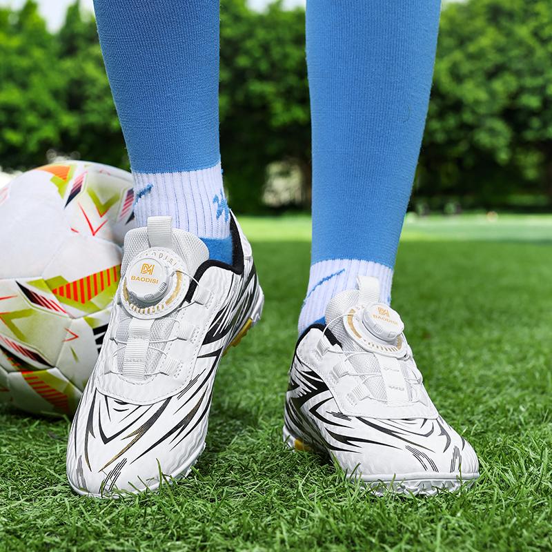 28-39 School Children's Football Shoes with Rotating Buckle and Spikes Soccer Shoes for Boys