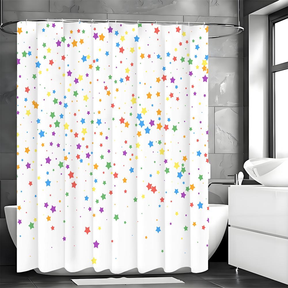 

Красочная шторка для душа со звездами, Декоративная шторка для душа для ванной, Водонепроницаемая шторка для душа с крючками 90*180cm