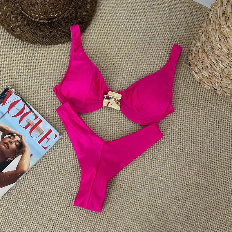 Push-Up Badeanzüge Damen Badeanzüge 2026 Sexy Brasilianisches Bikini-Set Tanga Micro-Bikini Damen Badebekleidung Einfarbig Beachwear