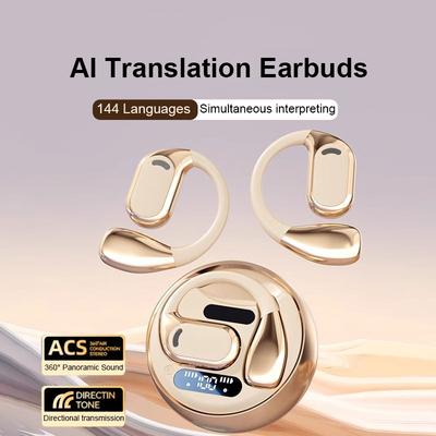 2025 New AI Translation Earbuds OWS Non In Ear Wrieless Bluetooth 5.4 ENC Earphones with 144 Languages Simultaneous Interpretation Headphones