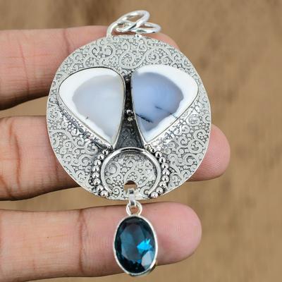 Natuurlijke Dendriet Opaal Edelsteen Sieraden 925 Sterling Zilveren Hanger Voor Meisjes