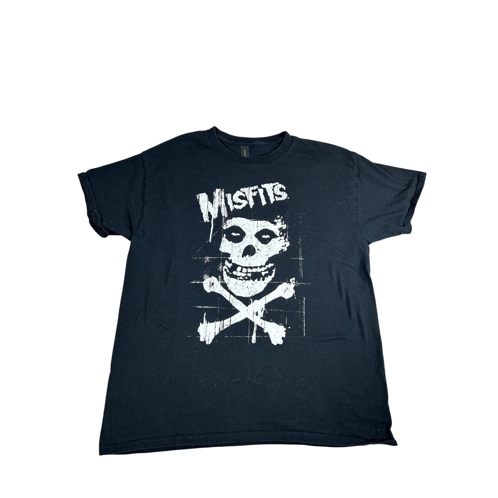 Misfits Band Mens Large Black Skull Crossbones Graphic Gildan Cotton Unisex T-Shirt S
